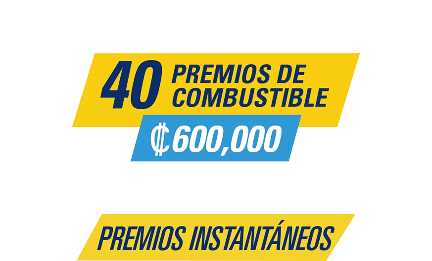 También puedes ganar 40 premios de combustible de ₡600,000 y premios instantáneos