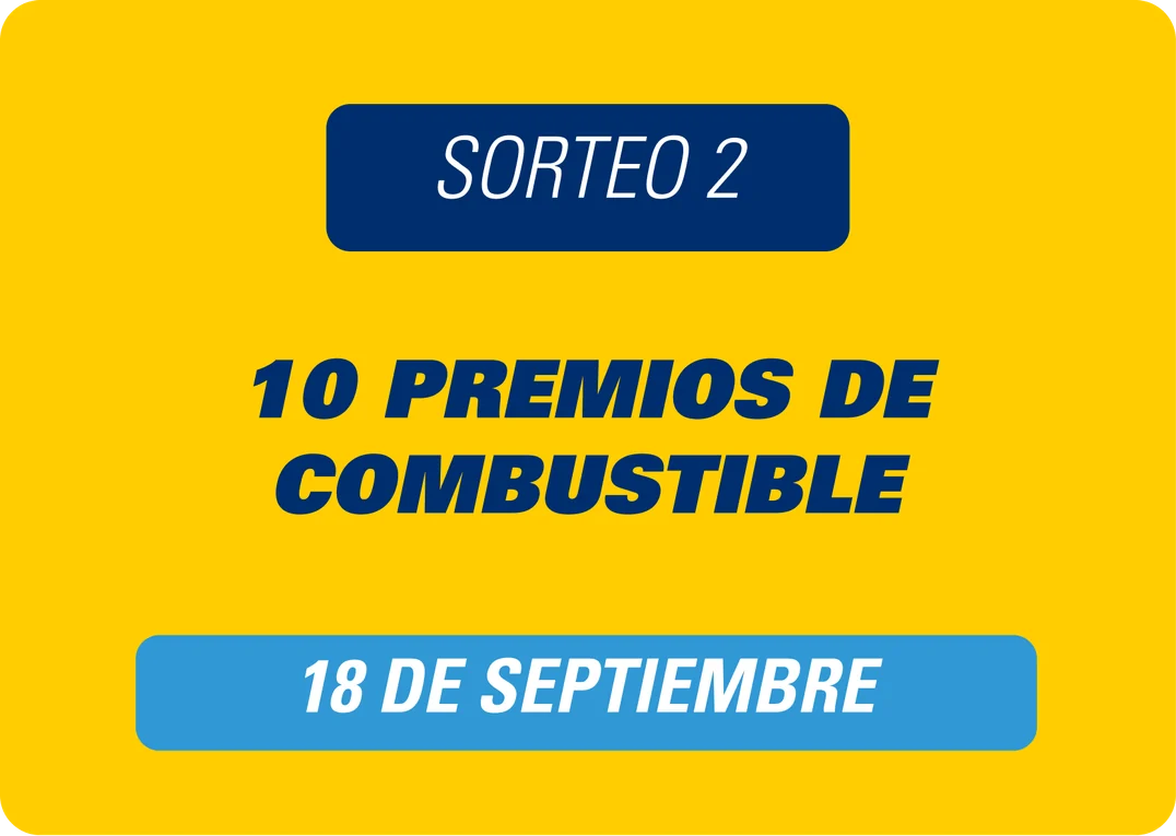 Sorteo 2: 10 premios de combustible, 18 de septiembre